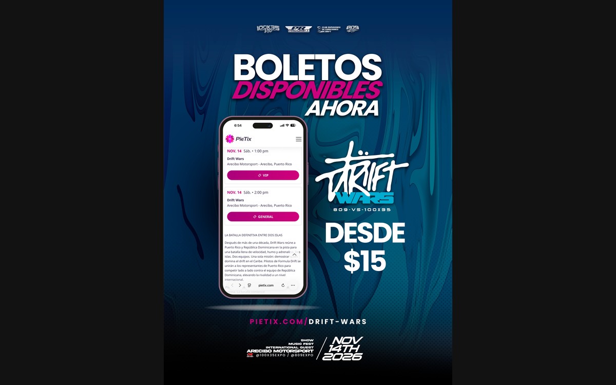 Drift Wars 809 vs 100x35: guía de boletos y qué saber antes de ir a Arecibo — Puerto Rico Racing