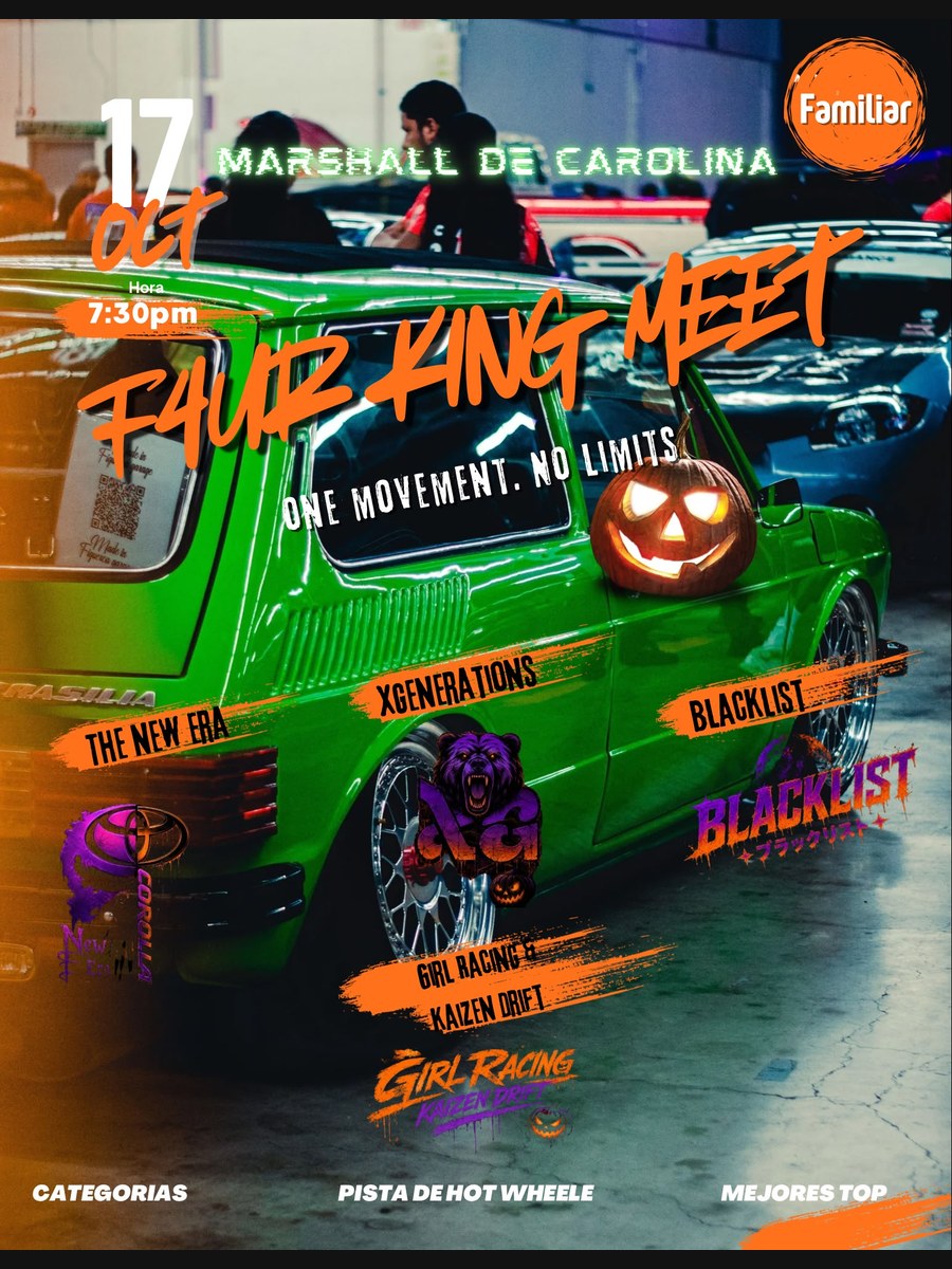F4ur King Meet: sábado 17 de octubre en Marshall Carolina