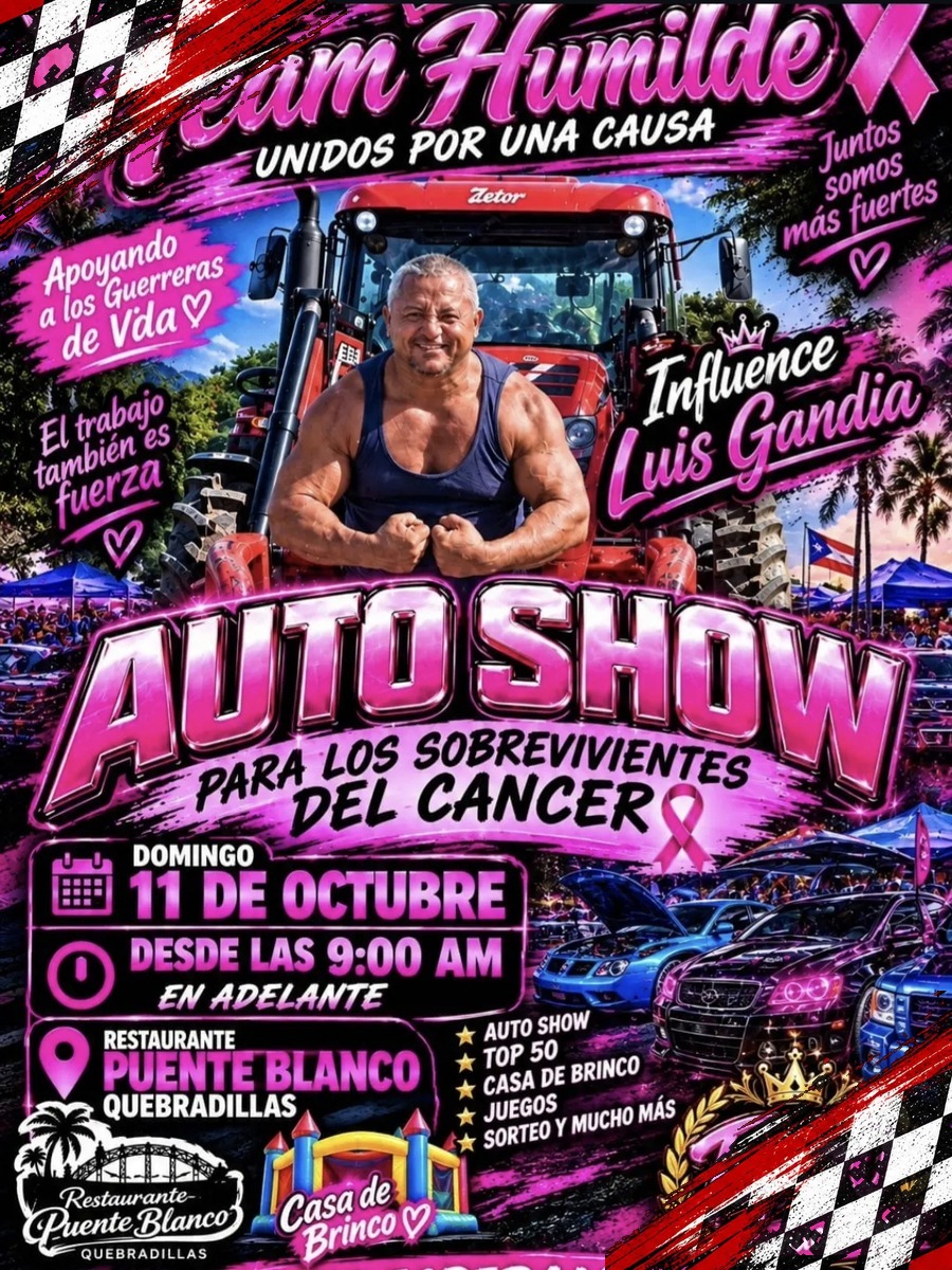 Auto Show Para Los Sobrevivientes Del Cancer: domingo 11 de octubre en Quebradillas