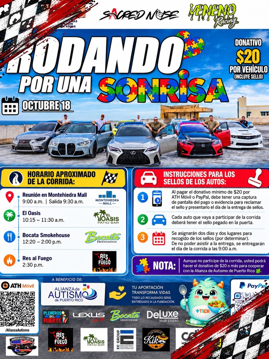 Rodando por una Sonrisa: domingo 18 de octubre desde Montehiedra Mall