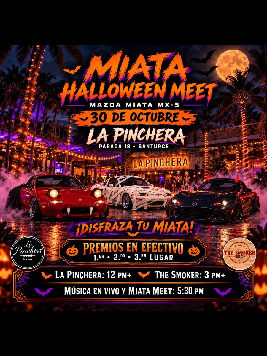 Miata Halloween Meet: viernes 30 de octubre en La Pinchera Santurce
