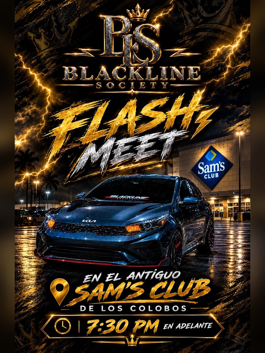 BlackLine Society Flash Meet: viernes 9 de octubre en Antiguo Sam's Club de Los Colobos flyer evento racing Puerto Rico