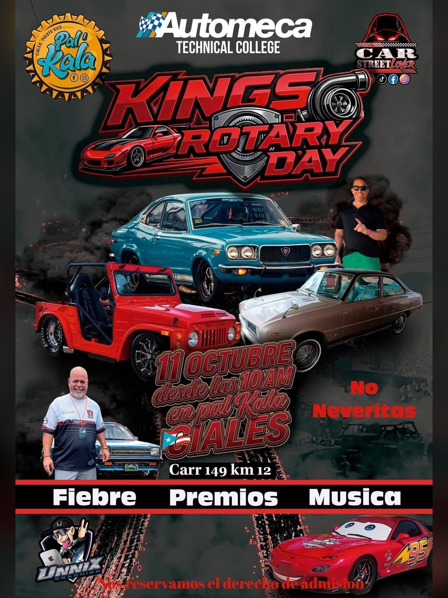 Kings Rotary Day: domingo 11 de octubre en Pal Kala, Ciales flyer evento racing Puerto Rico