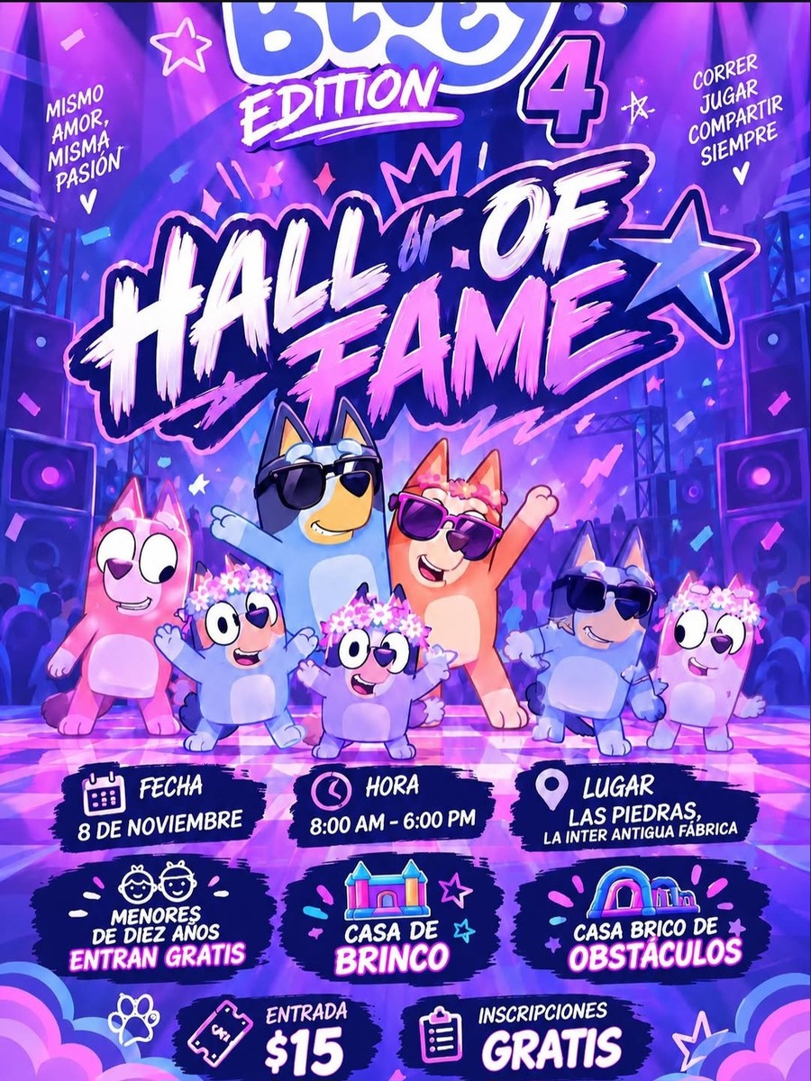 Bluey Edition 4 Hall of Fame: domingo 8 de noviembre en La Inter Antigua Fábrica, Las Piedras