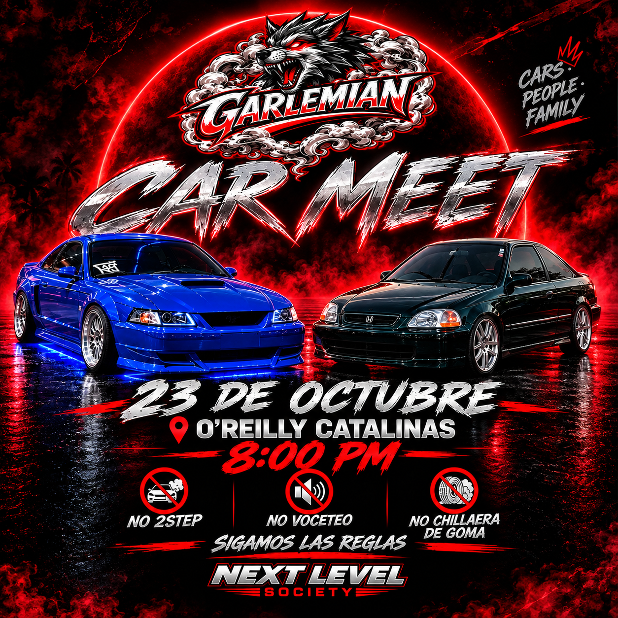 Garlemian Car Meet: viernes 23 de octubre en O'Reilly Catalinas, Caguas flyer evento racing Puerto Rico