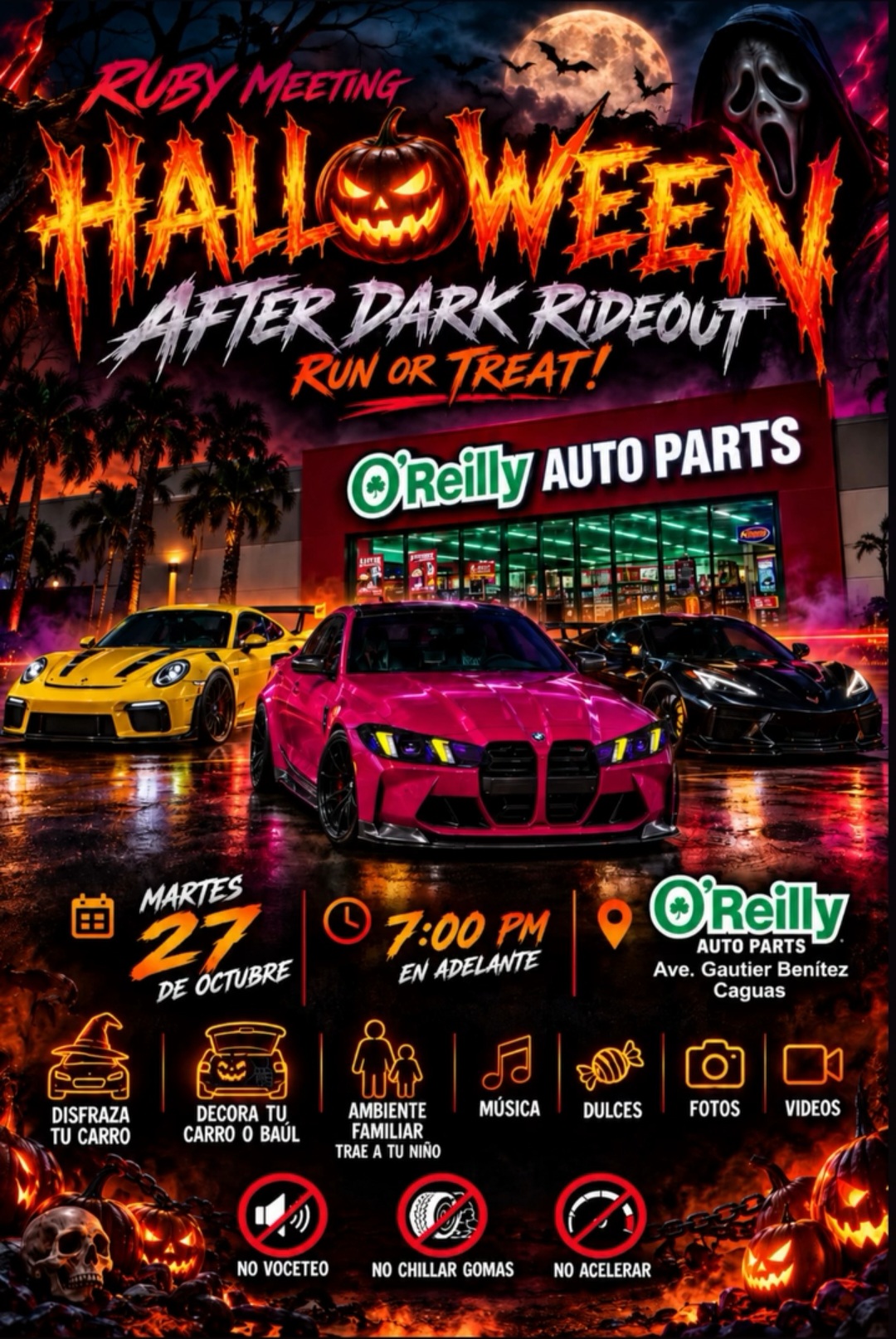Ruby Meeting Halloween After Dark Rideout: martes 27 de octubre en O'Reilly Auto Parts, Caguas