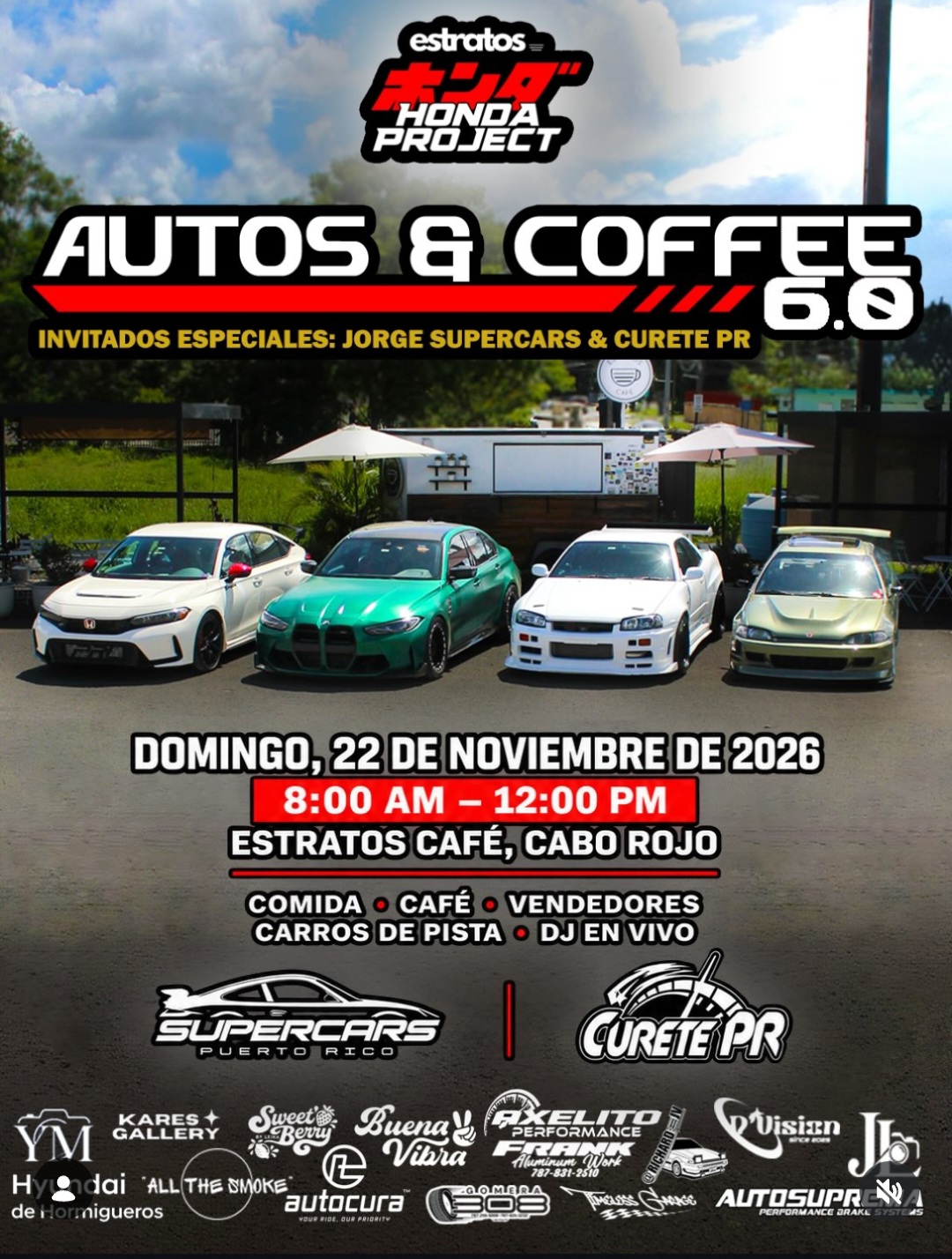 Autos & Coffee 6.0: domingo 22 de noviembre en Estratos Café, Cabo Rojo